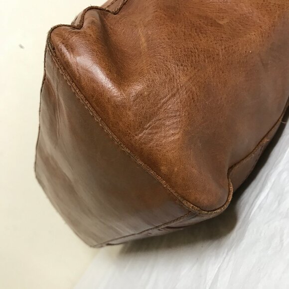 Frye Saddle Brown Natural Leather 12.5" x 10.5" Shoulder Satchel Hand Bag - Picture 5 of 16